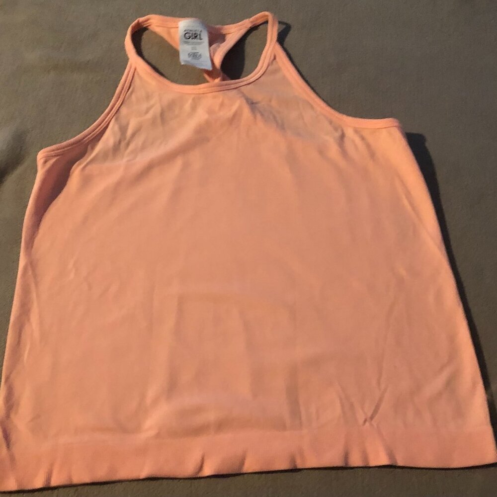 Athleta Girl Orange Sport Top Tank w/Twisted Straps Size L/12 New without tags.